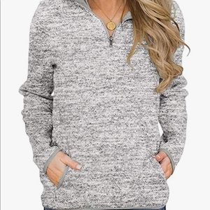 Grey fleece quarter zip sweatshirt